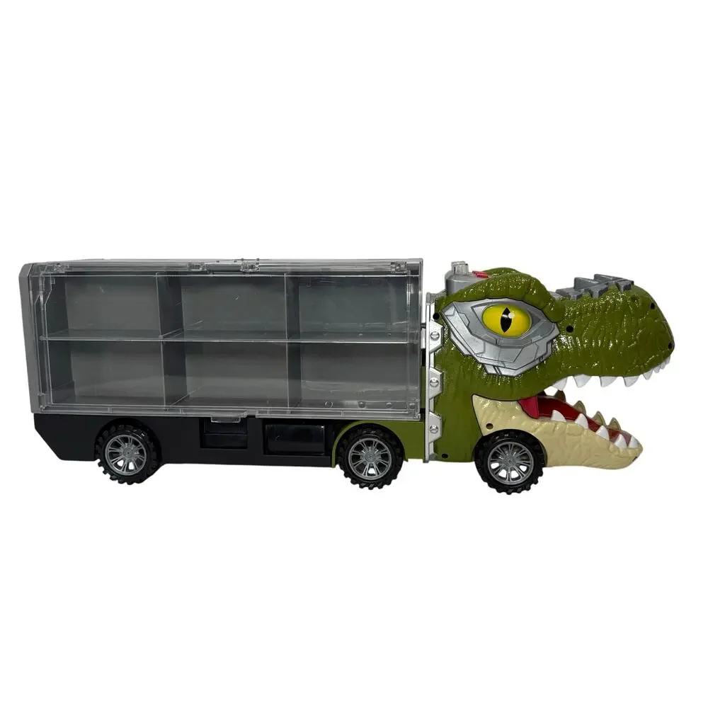 Dinosaur Car Carrier Truck Holds 12 Cars w/ Lights & 4 Sounds Toy Vehicle